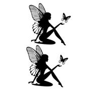 VOSAREA 2pcs Butterfly Girl Fairy Car Stickers Vehicle Body Decals Black Vinyl Decorative Truck Window and Exterior Decor