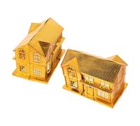 VOSAREA 2pcs Chinese Plastic House Sacrificial Model Traditional Chinese Funeral Plastic Villa Model Luxury Elegant Gold Festival Sacrificial Use Plentiful Arrangement of Offerings