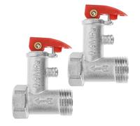 VOSAREA 2pcs Copper Pressure Reducing Valves for Solar and Electric Water Heaters, Silver Safety Relief Valves with Individual Design, Practical and Extends Water Heater Service Life