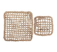 VOSAREA 2pcs Grass Mat for Rabbit and Bunny, Natural Woven Grass Bed Mat, Beige Ground Pad to Protect Pet's Paws and Dental Health, Suitable as Foot Pad for Small Animals