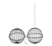 VOSAREA 2pcs Hanging Bird Suet Ball Feeder Stainless Steel Food Ball Holder Space Saving Storage Efficient Nesting Support Outdoor Garden Wild Birds
