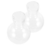 VOSAREA 2pcs Hydroponic Glass Planter Vase with Hole, High Borosilicate Glass Bulb Vase for Air Plants Holders, Tabletop Terrarium for Indoor Plant Decor with Wooden Frame