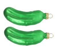 VOSAREA 2pcs Lifelike Glass Cucumber Ornaments Pickle Bauble Crochet for Christmas Tree Decor