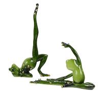 VOSAREA 2pcs Lifelike Resin Frog Yoga Ornaments Decor Cute Frogs Statue for Desktop Home Office Animal-shaped Resin Decoration