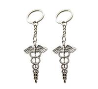 VOSAREA 2pcs Logo Keychain Wing Snake Pendant Keyring Distinctive Key Holder Bag Pendant Keychain for Doctors Nurses
