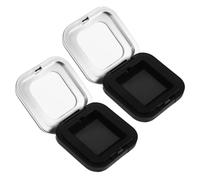 VOSAREA 2pcs Magnetic Cosmetic Containers Single Eyeshadow Box Sleek Minimalist Stylish Black Plastic Portable Versatile Use Travel Loose Powder Case for Business Trips