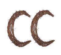VOSAREA 2pcs Moon-shaped Rattan Wreath Vine Wreath Rustic Natural Vine Decorative Centerpiece A Sustainable Christmas DIY Living Rooms Wall Decor