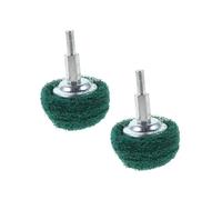 VOSAREA 2pcs Mushroom Shaped Polishing Pad Buffing Wheels with Fiber Flap for Rotary Tools Green Scouring Pads for Metal Stainless Steel Wood Ceramic Rust Removal Uniform Surface Finish
