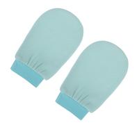 VOSAREA 2pcs Plant Fiber Exfoliating Bath Mitts Thickened Scrub Gloves for Shower and Body Cleaning, Blue Green Shower Towels for Deep Skin Cleansing