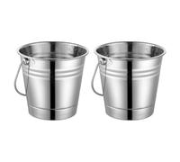 VOSAREA 2pcs Portable Ice Bucket Beer Bucket 2l Stainless Steel Silver with Handle for Bars and Hotels, Chilling Beverages and Serving Snacks