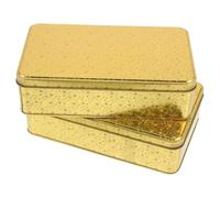 VOSAREA 2pcs Rectangular Tin Box Metal Tinplate Storage Container Lid for Cookies Biscuits Small Wedding Favors Snack Tin Tinplate Canister