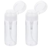 VOSAREA 2pcs Refillable 100ml Press Liquid Bottles with Leakproof Design for Cleansing Water and Nail Liquid, Sturdy Petg Material Travel Portable Bottles for Business Trip and Skincare