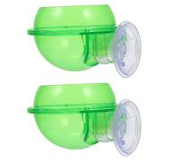 VOSAREA 2pcs Reptile Feeder Water Bowl with Large Capacity and Anti-escape Design, Green Pet Material Reptile Water Basin Prevents Worms from Escaping, Suitable for Lizards and Tortoises