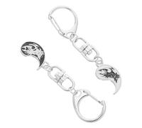 VOSAREA 2Pcs Retro Black and White Tai Chi Wolf Head Keychain Pendant Metal Key Rings for Bag Backpack Hanging Decoration Compact Lightweight Key Holder Accessory for Students and Couples