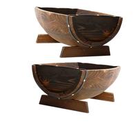 VOSAREA 2pcs Rustic Rectangular Half Barrel Planter Wood Flower Pot Outdoor Indoor Garden Decor Wedding Centerpiece Weather Resistant Vintage Style