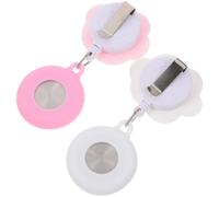 VOSAREA 2pcs Silicone Retractable Pocket Watches for Nurses and Students Lightweight Decorative Nurse Fob Watches with Stretchable Clip Cute Smiling Cloud Pink Cat Paw Design
