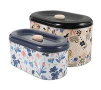 VOSAREA 2Pcs Tinplate Cookie Tins with Lid Sturdy Holiday Candy Storage Box for Treats Snacks Multi-functional Small Containers for Christmas and Festivals