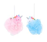 VOSAREA 2Pcs Unicorn Cartoon Mesh Shower Balls Bath Sponges Exfoliating Bath Net Scrubbers for, Pink and Blue Bathing Accessories for Home Use
