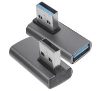 VOSAREA 2pcs USB Male to Female Adapter 90 Degree Right Angle USB 3.0 Extension Cable with Aluminium Alloy Housing for Stable and Ultra-fast Transfer Speeds, for Laptop and Computer