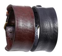 VOSAREA 2pcs Vintage Leather Bracelets for Men Punk Wristband Set in Black and Brown, Featuring Comfortable Wearing and Fashion Sense for Hip-hop Bands and Everyday Style