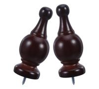 VOSAREA 2pcs Wooden Curtain Rod Finials for 28mm Rods and 1.1in Poles, Screw on Design with Secure Fit and Easy Installation, Vintage and Rustic Style Decorative End Caps for Home Window