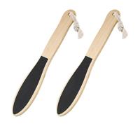 VOSAREA 2pcs Wooden Foot Scrubbing Board Foot Massager Portable Double-Sided Sandpaper Grinding Tool for Care Black Pedicure Use