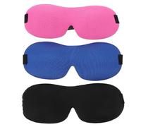 VOSAREA 3D Shaped Sleep Mask 3pcs Set Polyester Eye Masks for Sleeping, Light-Shading and Blocks Out Ambient Light, Comfortable Eye Shade for Home and Office Use Random Color