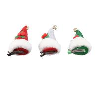 VOSAREA 3pcs Christmas Hairpin Set with Sequin Santa Hats in Red Green and Silver, Non-woven Fabric Hair Clips, Lovely Holiday Party Accessories with Festive Vibe