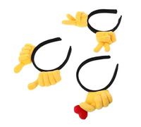 VOSAREA 3pcs Creative Finger Gesture Headbands for Funny Cartoon Hand Sign Hairbands with Victory Heart Comfortable Party Props for Christmas Halloween Events