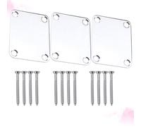 VOSAREA 3pcs Electric Guitar Bass Neck Plate Metal Connecting Board Precise Design Easy to Use Silver with Screws for Guitar Repair and Strengthening