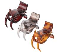 VOSAREA 3pcs Non-slip Ponytail Claw Clips for Women Small Hair Jaw Clips with Two Teeth for Thick and Curly Hair Barrettes for High Ponytail and Half-up Styles Glossy Amber Grey Leopard
