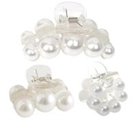 VOSAREA 3pcs Pearl Claw Clips Hair Accessories Plastic Hair Clips for Women Retro Design Suitable for Bathing