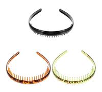 VOSAREA 3pcs Plastic Comb Headband with Teeth for Women, Fashion Hairband, Simple and Elegant Design, Securely Fix Hair, Suitable for Daily Use