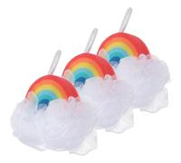 VOSAREA 3pcs Rainbow Shower Sponges for Bathing, Soft Pu Sponge Body Scrubber Set to Massage the Skin and Fatigue, Fun Bathing Tool