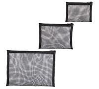 VOSAREA 3pcs Travel Mesh Makeup Bags Cosmetic Pouch Set with Large Capacity, Tear-Resistant Nylon Material and Smooth Zipper Closure, Portable Toiletry Bags for Personal Home Use