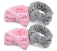 VOSAREA 4 Pcs Spa Headbands for Women, Skin-friendly Coral Fleece Material, One Size Fits Most, for Sports and Face Washing