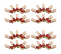 VOSAREA 40pcs Ladybug Wooden Mini Clothespins Portable and Reusable Rustic Photo Clips for Creative Projects and Snack Bag Sealing, Adorable Colourful Pegs for Garden Party Decorations