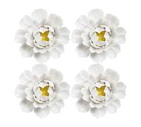 VOSAREA 4pcs Ceramic Flower Metal Flower Decorative Wall Sculpture Flower Wall Sculpture Home Wall Decor Home Decor Retro Decor Bedroom Wall Ornament White Flowers Wall-mounted 3d Ceramics