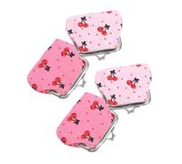 VOSAREA 4PCS Cherry Print Small Coin Pouch for Women Portable PU Leather Kiss Lock Clasp Wallets Compact Cosmetic Storage Bag Cute Change Purse Organizer for Cash Keys