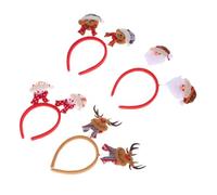 VOSAREA 4pcs Christmas Hair Hoops Lightweight Fabric Headbands with Snowman and Reindeer Design, Stays on Head Firmly, Party Headdress