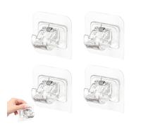 VOSAREA 4pcs Curtain Rod Clip Self-Adhesive Abs Brackets Tool-Free Installation for DIY and Garden Decoration