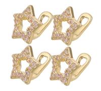 VOSAREA 4pcs Golden Star Tooth Grill with Rhinestones Hollow Design Hip Hop Teeth Jewelry for Men and Women Sparkling Mouth Charm for Halloween Rapper Costume Accessory Polished
