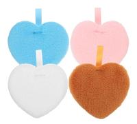 VOSAREA 4pcs Heart-shaped Powder Puff Makeup Applicator with Band, Washable Fiber Cotton Soft Sponge for Loose Powder and Makeup Application in Boudoir Random Color