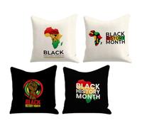 VOSAREA 4pcs Linen Decorative Pillowcase Set for Home Sofa and Car Seat, Easy to Clean and Reusable, for Living Room or Coffee Shop, Black History Month Inspired Throw Pillow Covers