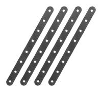VOSAREA 4pcs Mending Plate Brackets Straight Brackets Small Metal Plate Stainless Steel 9.59x0.71x0.12in Sturdy Stable Elegant Black for Bookshelves and Cabinets