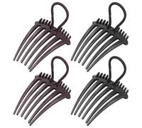 VOSAREA 4pcs Ponytail Hair Comb Set with Delicate Pearl Accent, Plastic Material, Versatile Use as Ponytail Holder, Simple and Delicate Style in Black and Coffee for Easy Hair Styling