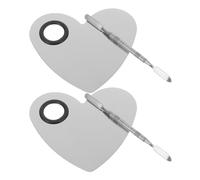 VOSAREA 4pcs Stainless Steel Nail Art Mixing Palettes Spatulas, Heart-shaped Cosmetic Makeup Trays for Manicure DIY Nail Coloring Tools, Portable Beauty Accessories for Salon and Home Use