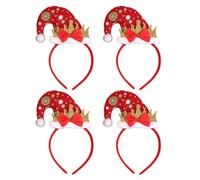 VOSAREA 4pcs Stylish Red Wool Christmas Hair Bands Lightweight Headpieces, Unique Design Hair Hoops That Stay Firmly on Head, for Banquet and Christmas Party Accessories