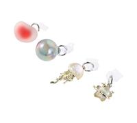 VOSAREA 4pcs Type C Dust Plug Charm Set for Smartphone and Tablet with Ergonomic Design and Universal Compatibility, Metal and Silicone Material, Stylish Star, Heart, and Jellyfish Shapes