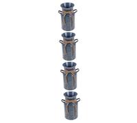 VOSAREA 4pcs Vintage Rustic Flower Bucket Retro Galvanized Container for Dried Flower Arrangements Stylish Home Decor Vase for Tabletop Use and Stable Base